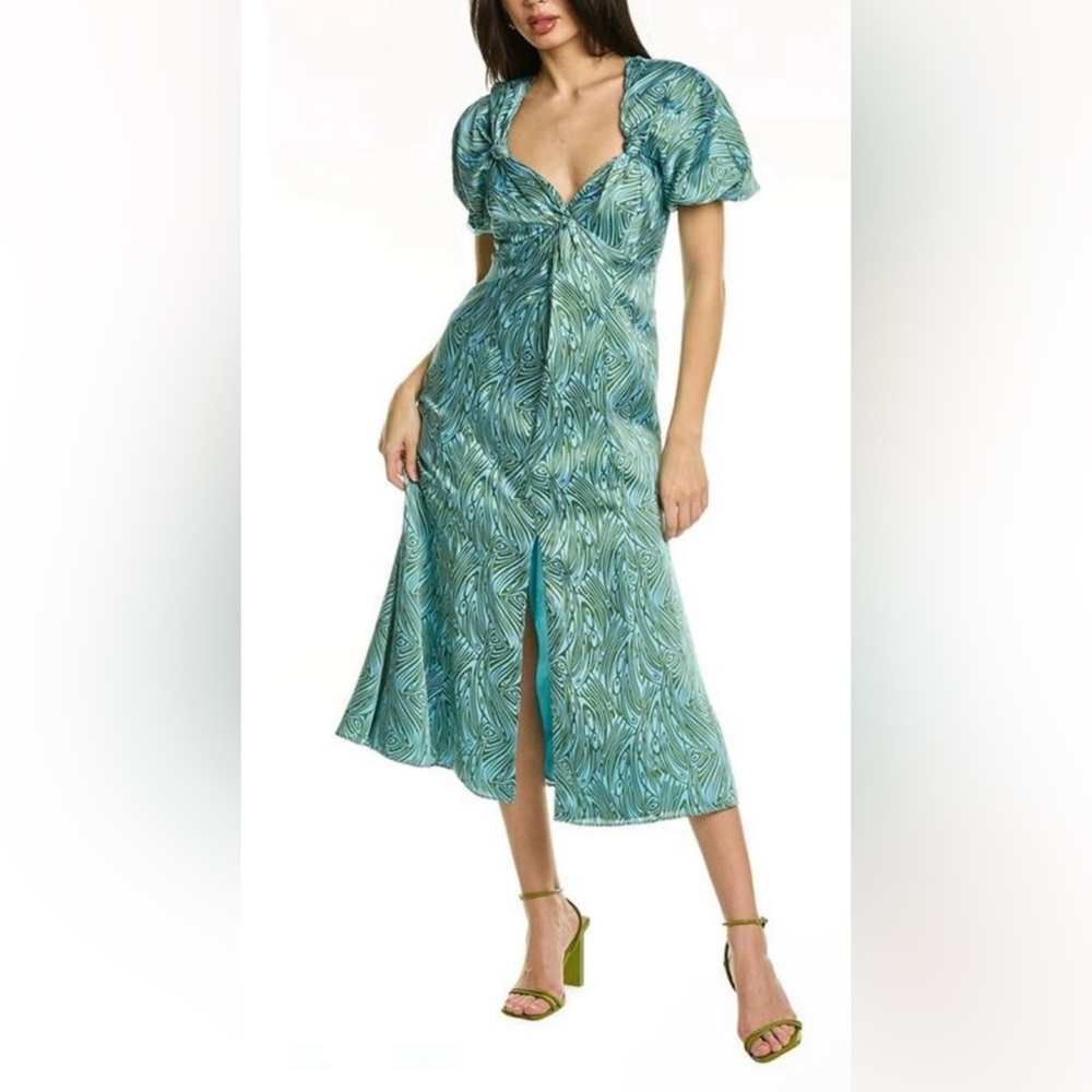 cinq a sept Green Swirl Midi Dress